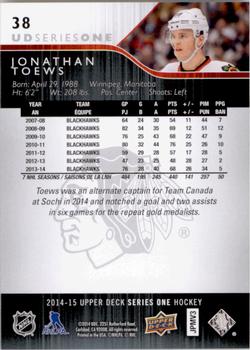 2014-15 Upper Deck #38 Jonathan Toews Back