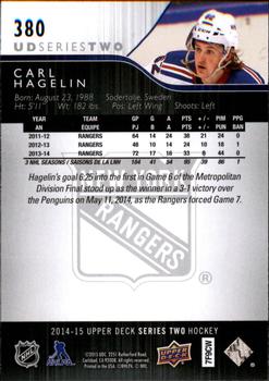 2014-15 Upper Deck #380 Carl Hagelin Back