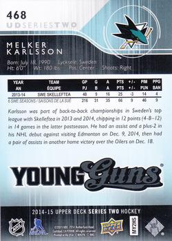 2014-15 Upper Deck #468 Melker Karlsson Back