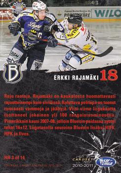 2010-11 Cardset Finland - Heavy Hitters #HH3 Erkki Rajamäki Back
