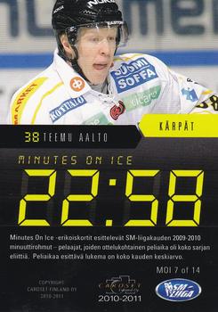 2010-11 Cardset Finland - Minutes on Ice #MOI7 Teemu Aalto Back