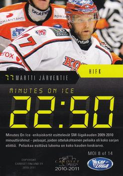 2010-11 Cardset Finland - Minutes on Ice #MOI8 Martti Järventie Back