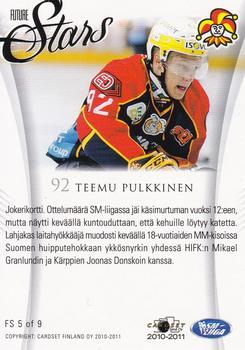 2010-11 Cardset Finland - Future Stars #FS5 Teemu Pulkkinen Back