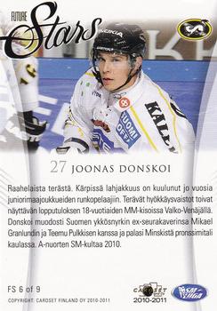 2010-11 Cardset Finland - Future Stars #FS6 Joonas Donskoi Back