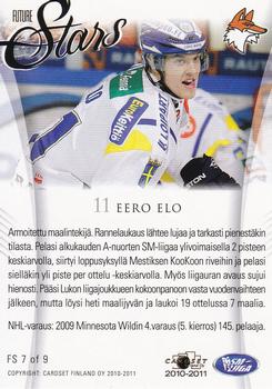 2010-11 Cardset Finland - Future Stars #FS7 Eero Elo Back