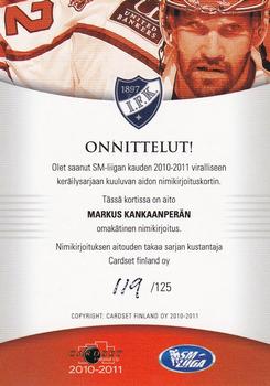 2010-11 Cardset Finland - Signature #NNO Markus Kankaanperä Back