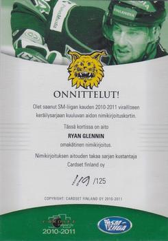 2010-11 Cardset Finland - Signature #NNO Ryan Glenn Back