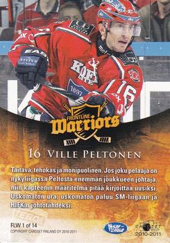 2010-11 Cardset Finland - Frontline Warriors #FLW1 Ville Peltonen Back