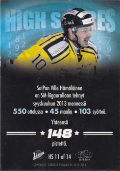 2013-14 Cardset Finland - High Scores #HS11 Ville Hämäläinen Back
