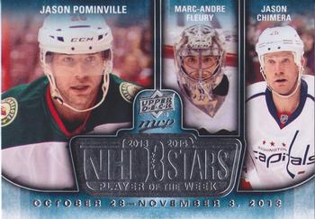 2014-15 Upper Deck MVP - NHL 3 Stars Player of the Week #3SW-11.04.13 Jason Pominville / Marc-Andre Fleury / Jason Chimera Front