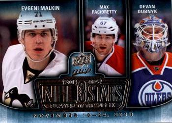 2014-15 Upper Deck MVP - NHL 3 Stars Player of the Week #3SW-11.25.13 Evgeni Malkin / Max Pacioretty / Devan Dubnyk Front