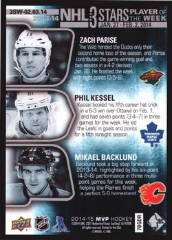 2014-15 Upper Deck MVP - NHL 3 Stars Player of the Week #3SW-02.03.14 Zach Parise / Phil Kessel / Mikael Backlund Back