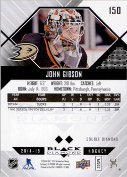 2014-15 Upper Deck Black Diamond #150 John Gibson Back