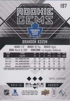 2014-15 Upper Deck Black Diamond #197 Brandon Kozun Back