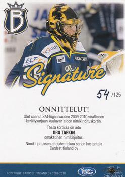 2009-10 Cardset Finland - Signature #NNO Iiro Tarkki Back