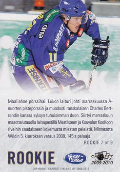 2009-10 Cardset Finland - Rookie #ROOKIE 7 Eero Elo Back