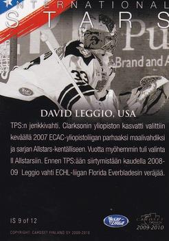 2009-10 Cardset Finland - International Stars 2 #IS9 David Leggio Back