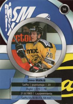 2008-09 Cardset Finland #56 Simo Mälkiä Back