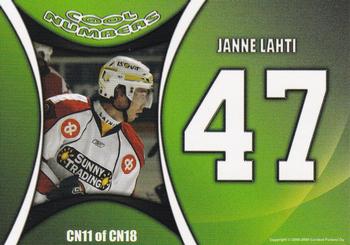 2008-09 Cardset Finland - Cool Numbers Green #CN11 Janne Lahti Back