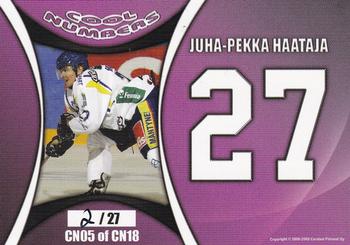 2008-09 Cardset Finland - Cool Numbers Purple #CN05 Juha-Pekka Haataja Back