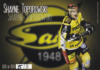 2008-09 Cardset Finland - International Stars Yellow #IS26 Shayne Toporowski Back