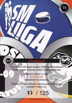 2008-09 Cardset Finland - Signature Sensations 2 #TK Toni Koivisto Back