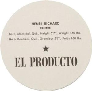 1962-63 El Producto Box Panels - Hockey Star Coasters #NNO Henri Richard Back