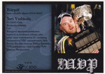 2007-08 Cardset Finland - MVP - Blue #8 Jari Viuhkola Back