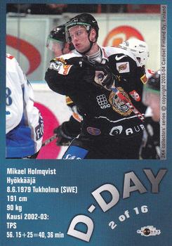 2003-04 Cardset Finland - The D-Day #2 Mikael Holmqvist Back