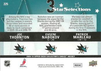 2009-10 Collector's Choice #225 Evgeni Nabokov / Joe Thornton / Patrick Marleau Back