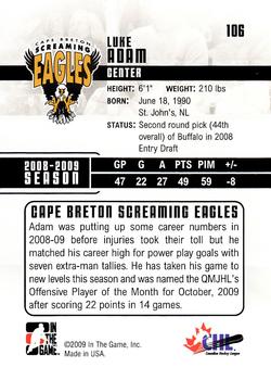 2009-10 In The Game Heroes and Prospects #106 Luke Adam Back
