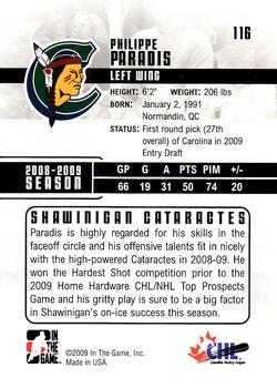 2009-10 In The Game Heroes and Prospects #116 Philippe Paradis Back