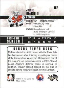 2009-10 In The Game Heroes and Prospects #152 Jamie McBain Back