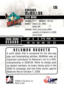 2009-10 In The Game Heroes and Prospects #135 Brandon McMillan Back