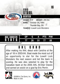 2009-10 In The Game Heroes and Prospects #16 Eric Staal Back