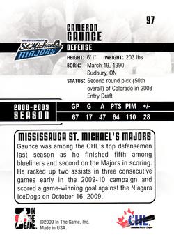 2009-10 In The Game Heroes and Prospects #97 Cameron Gaunce Back