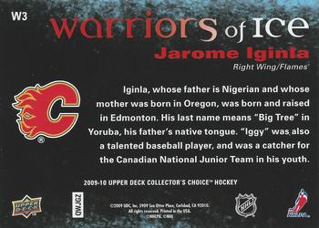 2009-10 Collector's Choice - Warriors of Ice #W3 Jarome Iginla Back