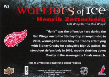 2009-10 Collector's Choice - Warriors of Ice #W2 Henrik Zetterberg Back