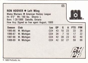 1989-90 ProCards AHL #65 Ron Hoover Back