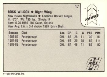 1989-90 ProCards AHL #17 Ross Wilson Back