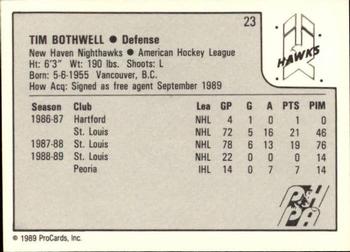 1989-90 ProCards AHL #23 Tim Bothwell Back