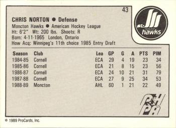 1989-90 ProCards AHL #43 Chris Norton Back