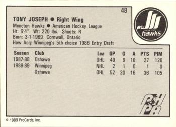 1989-90 ProCards AHL #48 Tony Joseph Back