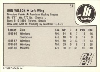 1989-90 ProCards AHL #51 Ron Wilson Back