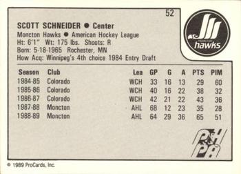 1989-90 ProCards AHL #52 Scott Schneider Back