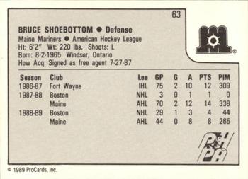 1989-90 ProCards AHL #63 Bruce Shoebottom Back