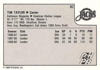 1989-90 ProCards AHL #80 Tim Taylor Back