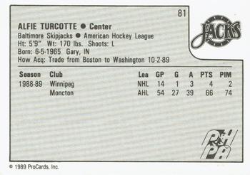 1989-90 ProCards AHL #81 Alfie Turcotte Back