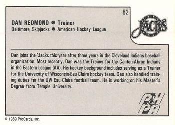 1989-90 ProCards AHL #82 Dan Redmond Back
