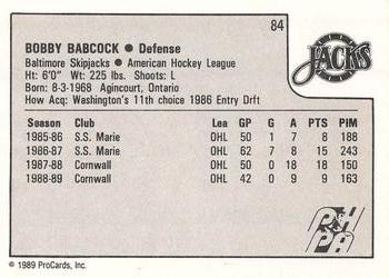 1989-90 ProCards AHL #84 Bobby Babcock Back